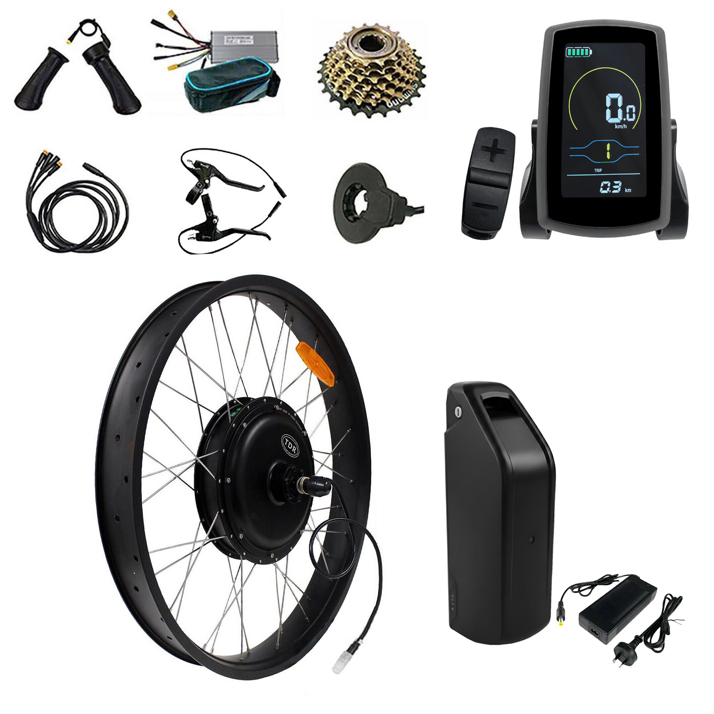 26" x 4.0 2000W Fat Tyre Rear Electric Bike Conversion Kit 15AH Battery