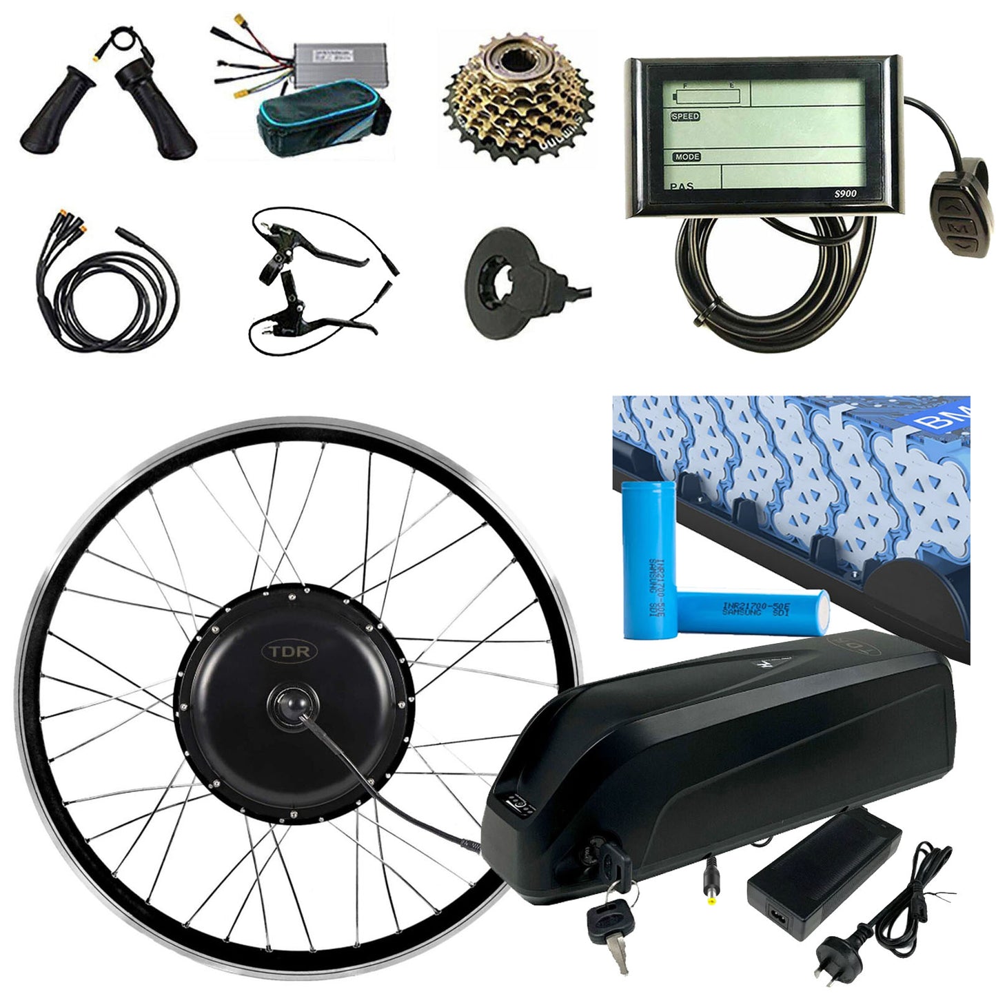 2000W 27.5'' Inch EBike Bicycle Conversion Kit 52V, Samsung Cell 15A Battery