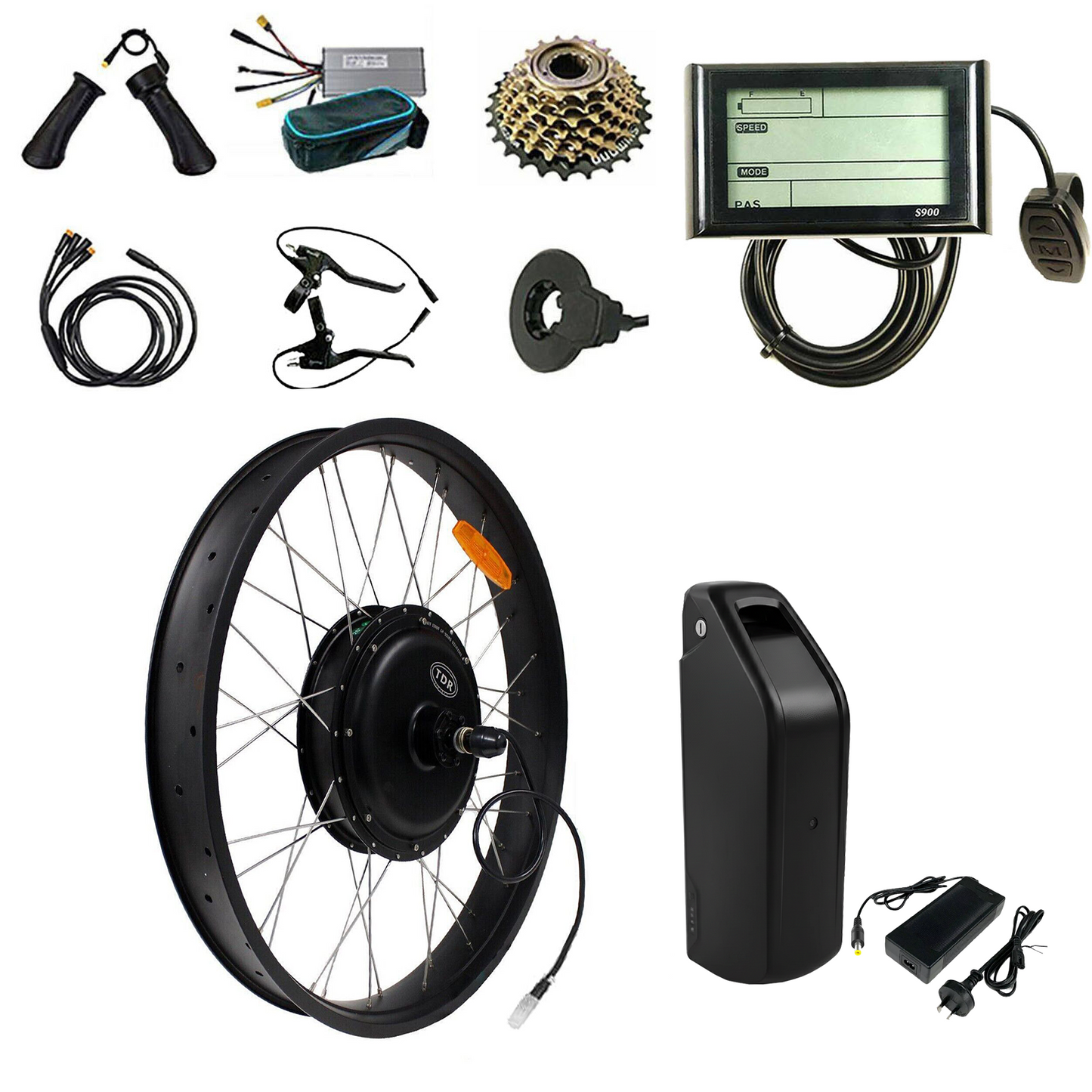 26" x 4.0 2000W Fat Tyre Rear Electric Bike Conversion Kit 15AH Battery