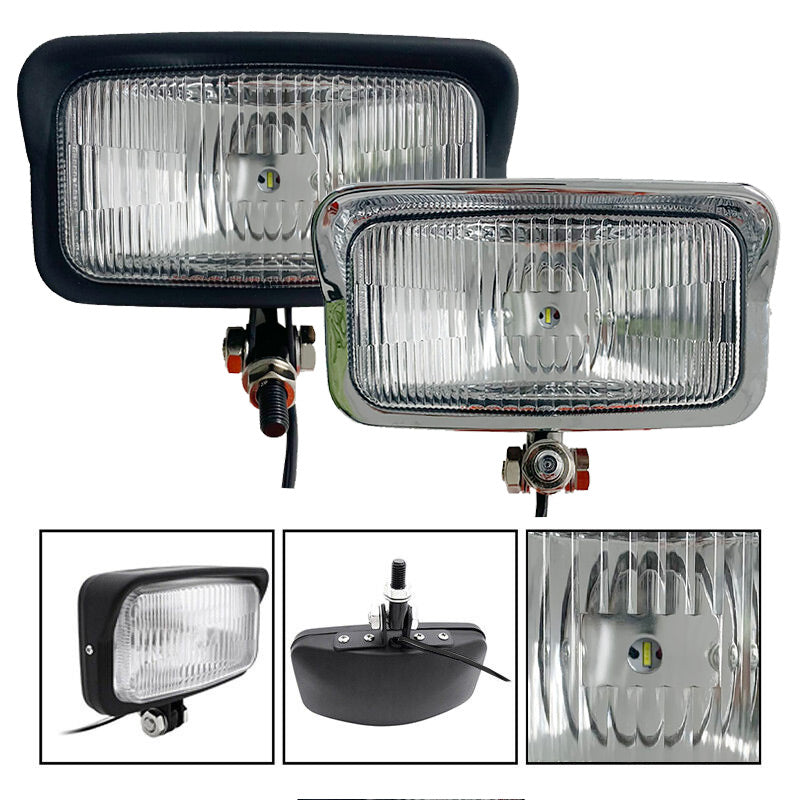 Black/Chrome Universal Square Retro Motorcycle Headlamp Rectangle Front Head Light For Harley Chopper Bobber Triumph Sportster - TDRMOTO