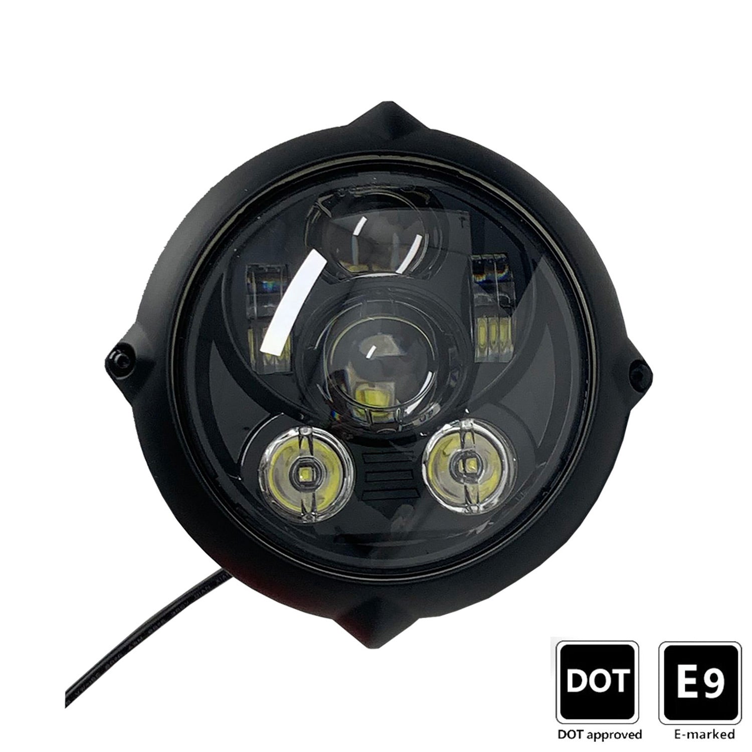 DOT SAE Motorbike Headlight LED Projector Vintage Custom Retro Bike 7'' Inch Chopper - TDRMOTO