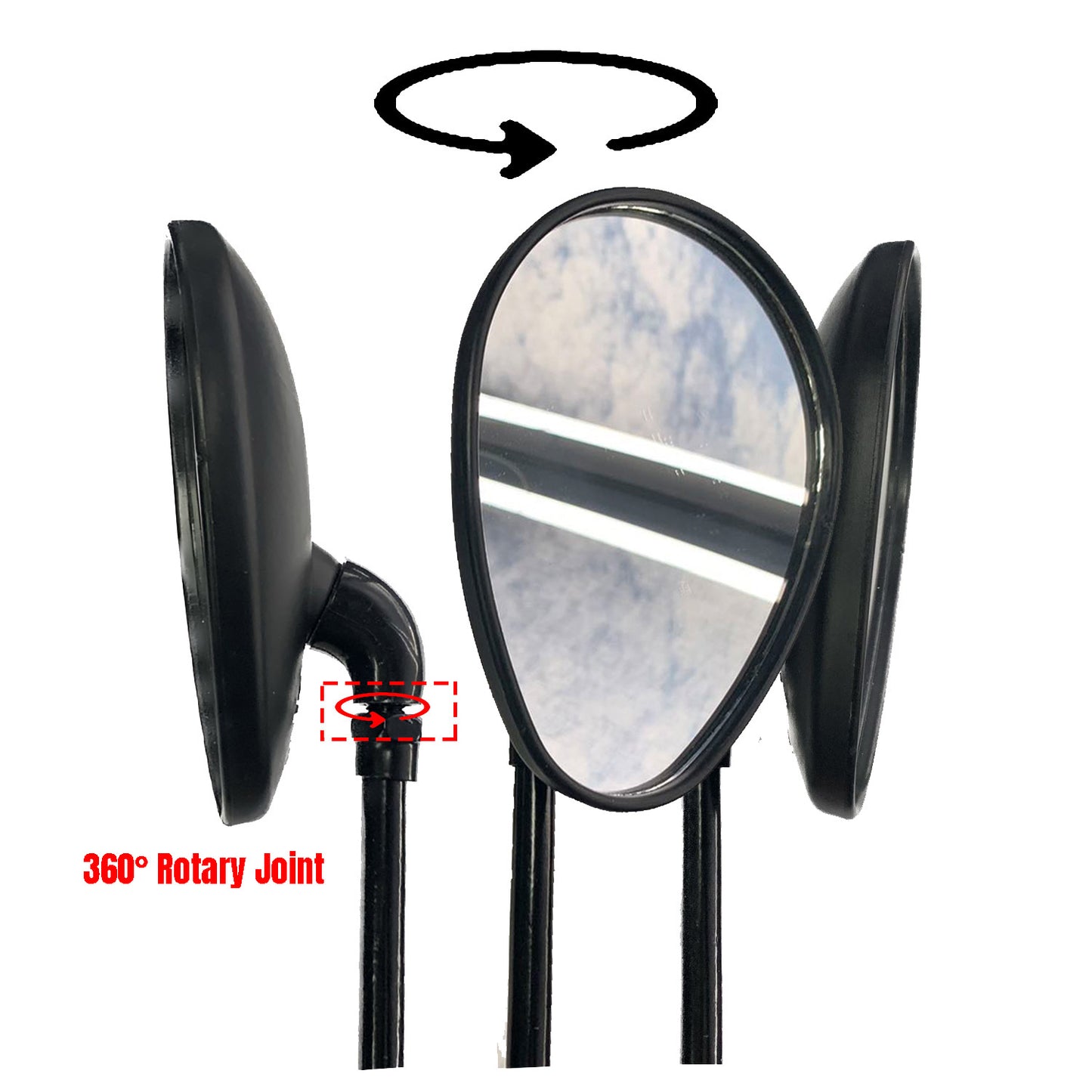 E9 10mm Black Rear View Mirror For Motorbike Motorcycle Universal Fitment For Honda Suzuki Kawasaki