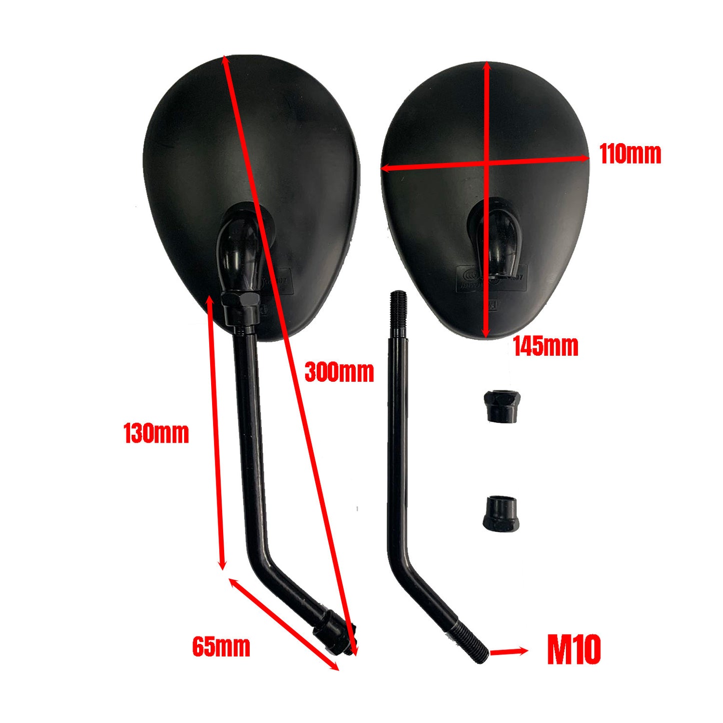 E9 10mm Black Rear View Mirror For Motorbike Motorcycle Universal Fitment For Honda Suzuki Kawasaki
