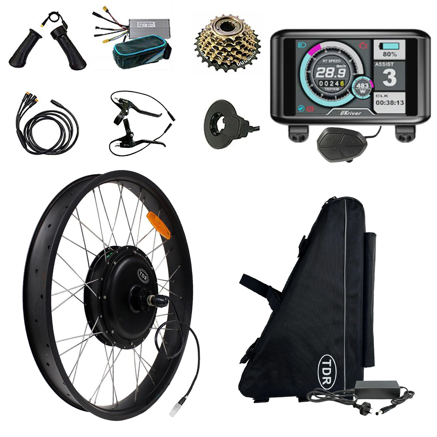 FAT TYRE Electric Bike Rear Conversion Kit 2000W 26" 35Ah Bagged Battery
