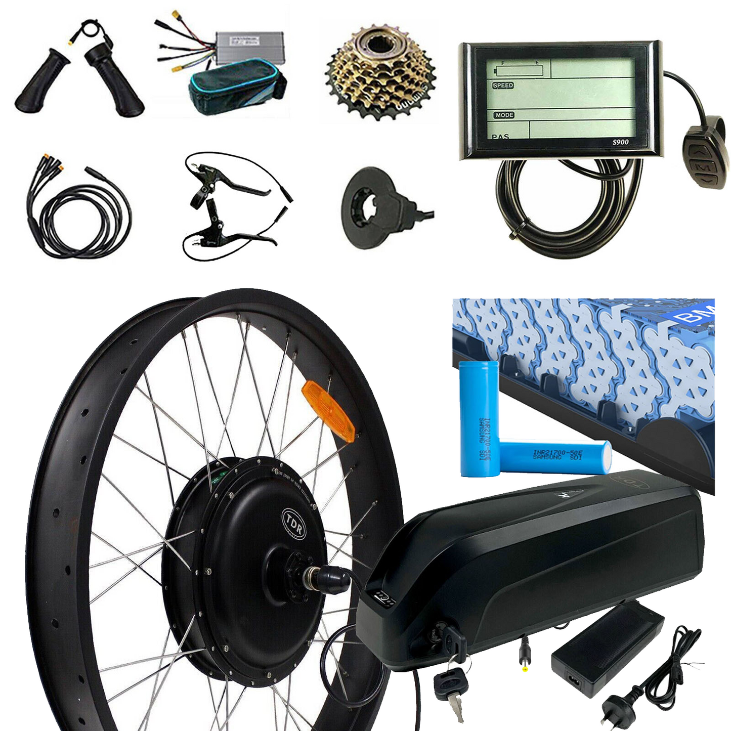 26" x 4.0 2000W Fat Tyre Rear Electric Bike Conversion Kit 15AH Samsung Cell