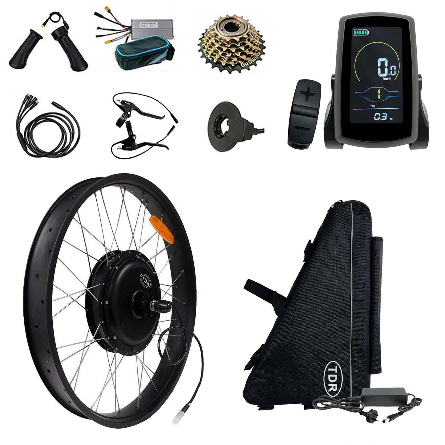 FAT TYRE Electric Bike Rear Conversion Kit 2000W 26" 35Ah Bagged Battery
