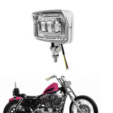 Chrome Motorcycle LED Rectangle Headlight Hi/Lo Beam for Harley Kawasaki Honda