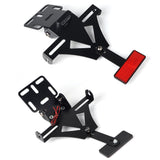 Universal Motorcycle Adjustable License Number Plate Frame Holder Bracket with Number Plate Light Rear Reflector - TDRMOTO