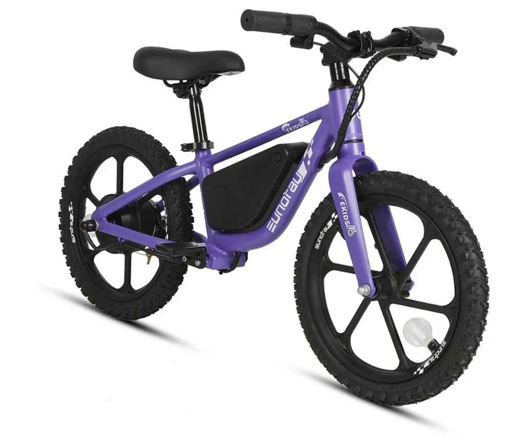 Eunorau Purple Electric Balance Bike Ebike 180w 24v 10AH 16" Wheel Junior Kids Child