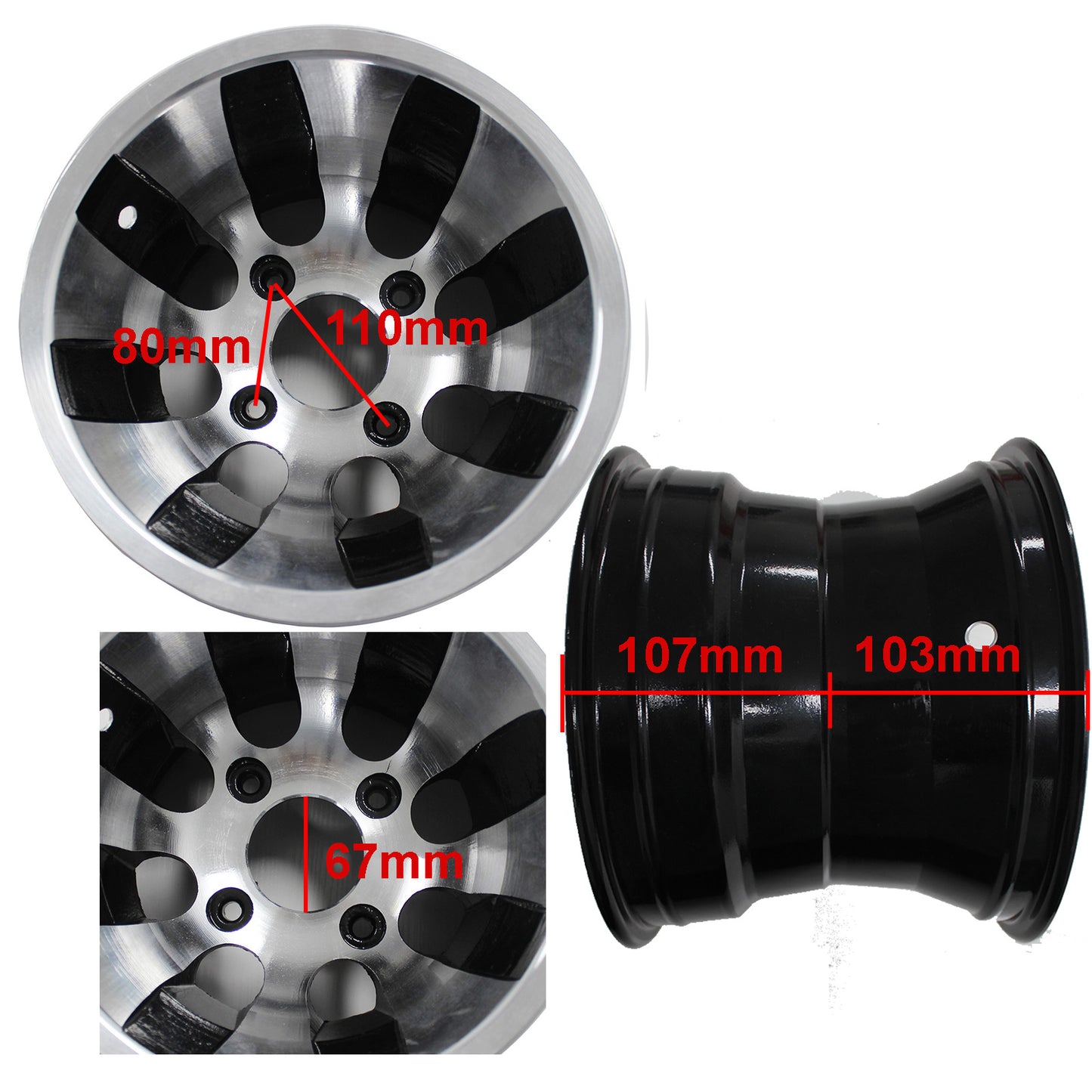 Rear Rim For 22X11-10 10'' inch tyre 200cc 250cc Quad Dirt Bike ATV Buggy