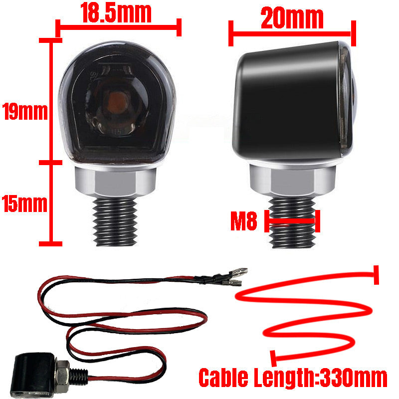 2 x Motorcycle LED Turn Signal Lights Amber Indicators Mini Blinkers Universal Tinted Black/Clear