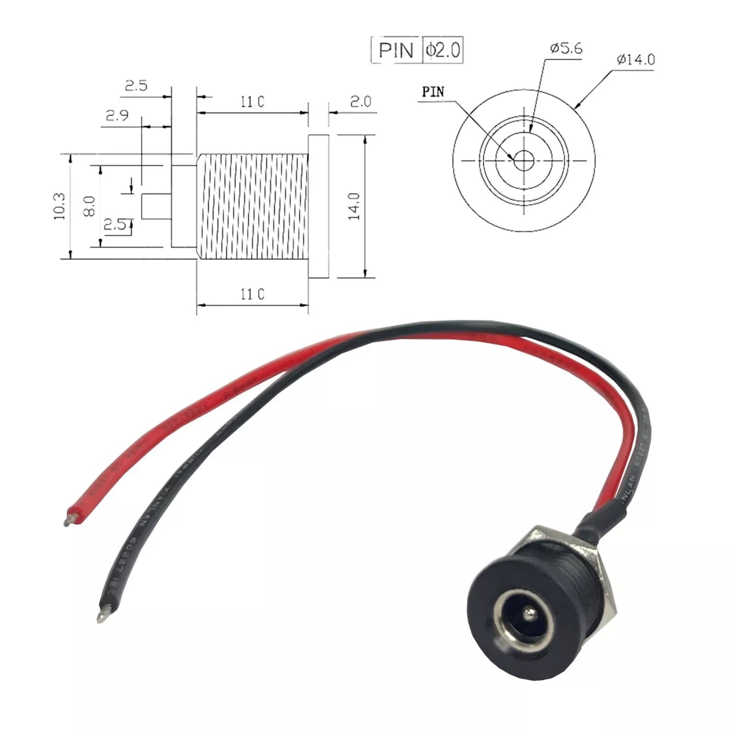 Round Holes Electric Scooter Charging Port Charger Socket DC 5.5mm x 2.1mm