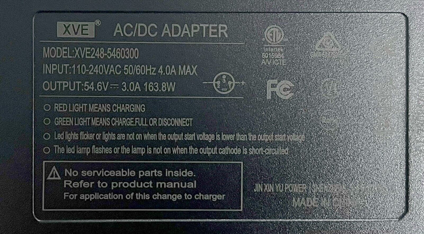 Fast Lithium Battery Charger 54.6V 3A for 48V Electric Bike Scooter 3-Pin XLR