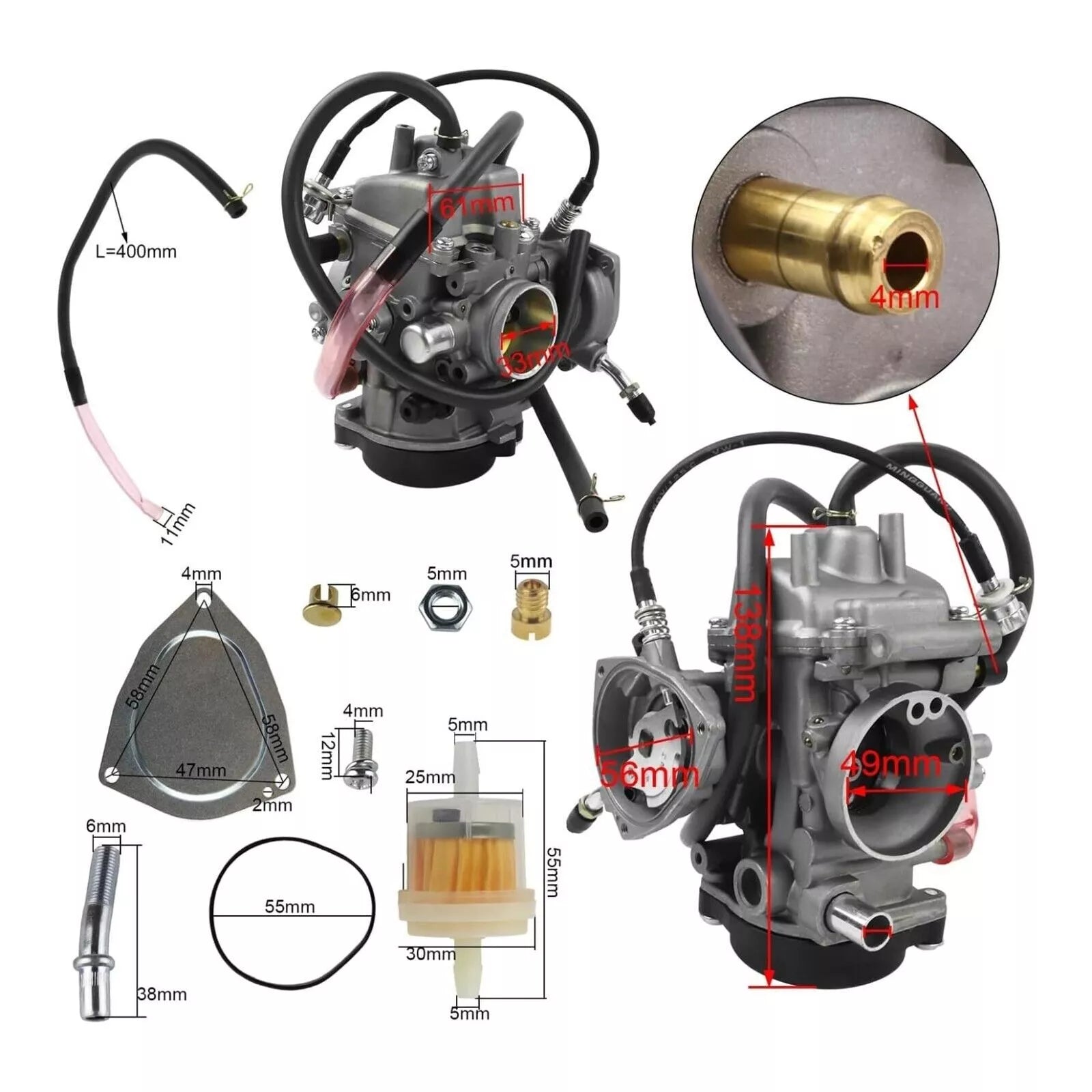 Carb for Yamaha Big Bear Wolverine Kodiak Grizzly 250 350 400 450 Carburetor - TDRMOTO