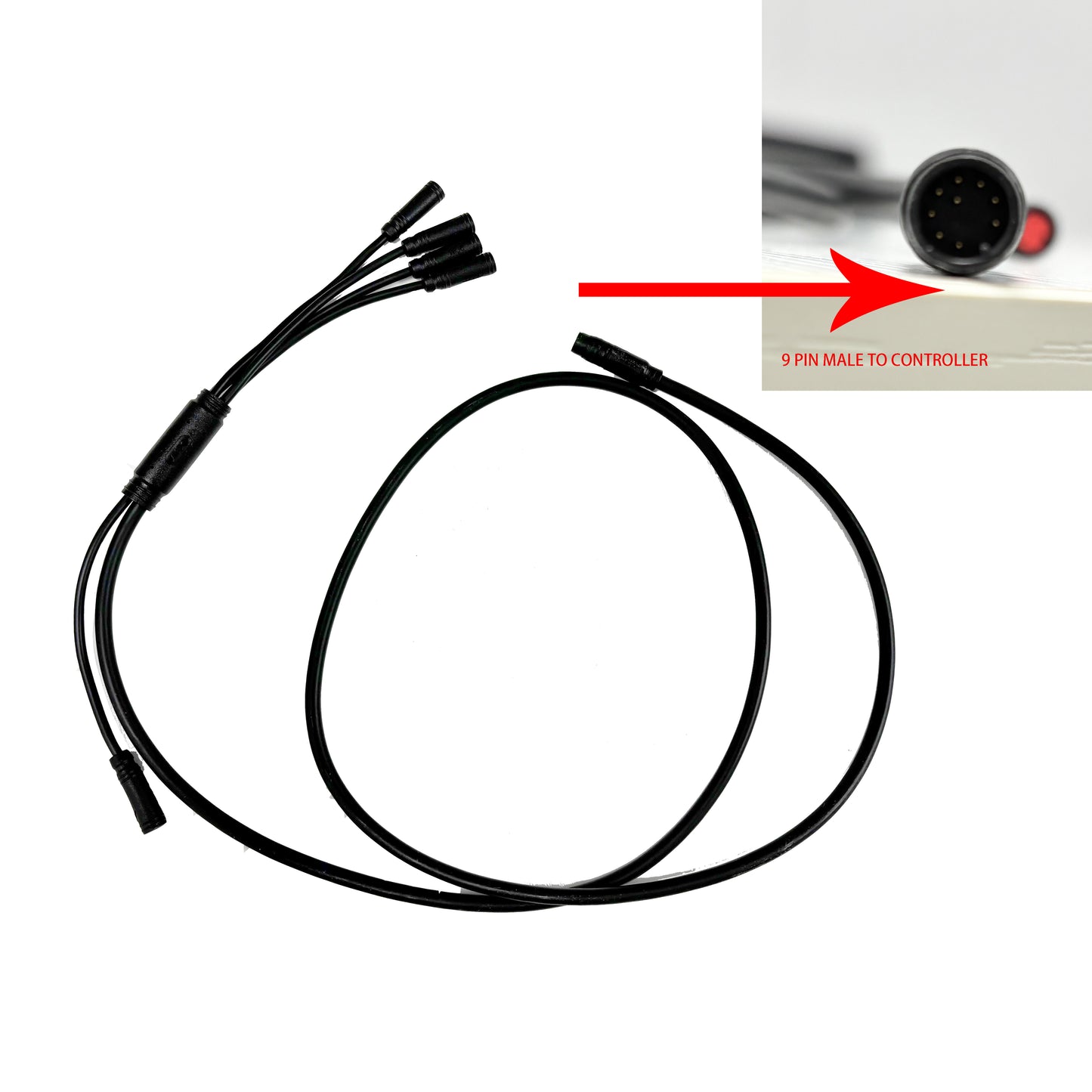 Julet 9 pin 1 To 5 Main Cable Waterproof For eBike Kit Electric Bike Controller Extension Cord Cable Adapter 5 in 1