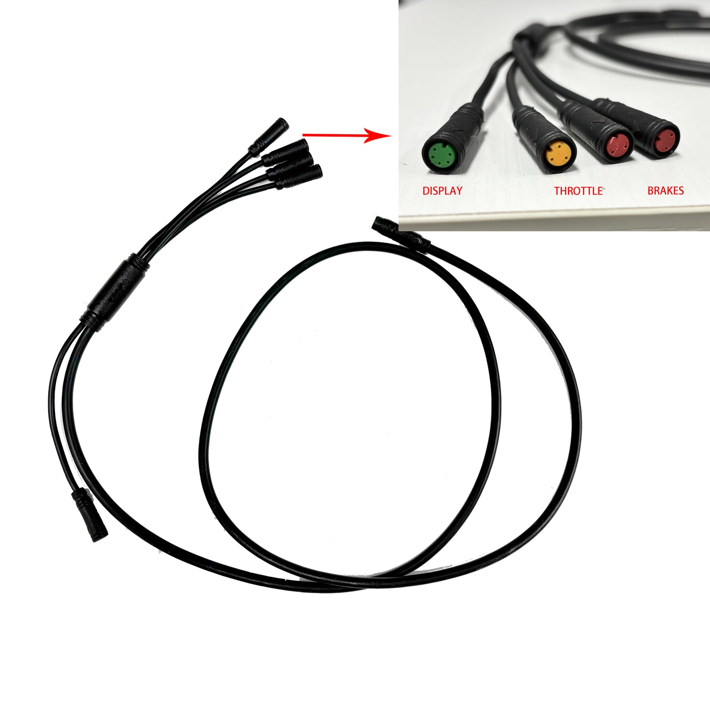 Julet 9 pin 1 To 5 Main Cable Waterproof For eBike Kit Electric Bike Controller Extension Cord Cable Adapter 5 in 1