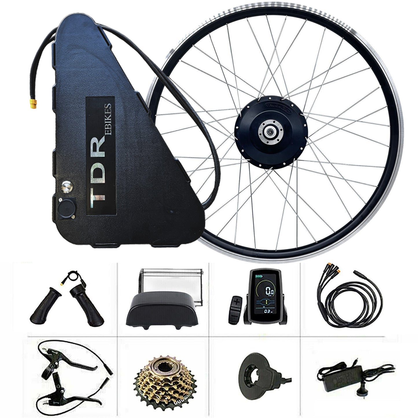 750W 26" Rear Hub Motor Conversion Electric Bike Kit - 48V 28.8AH Battery