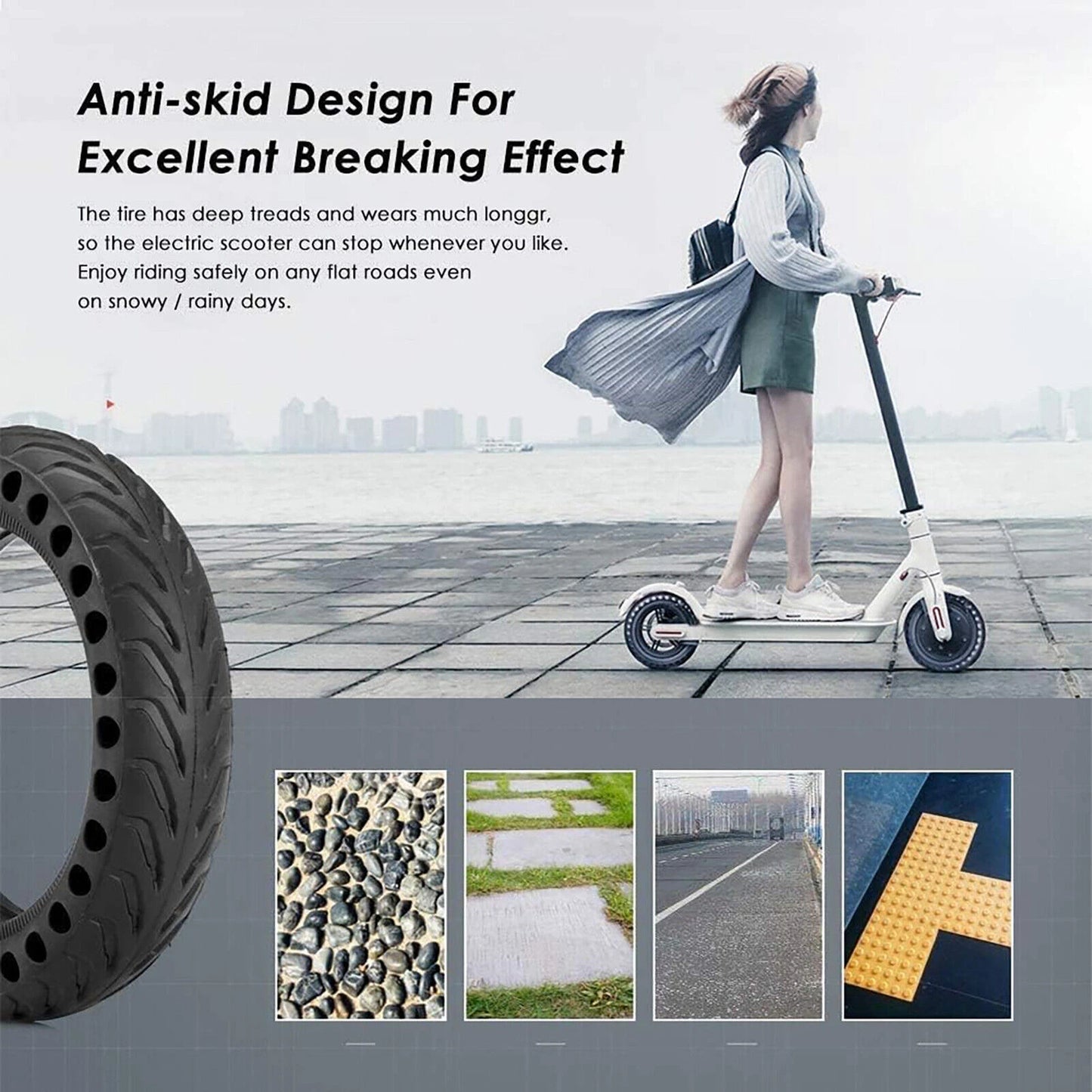 8.5 Inch Electric Scooter Honeycomb Non-Pneumatic Tire Shockproof Puncture proof