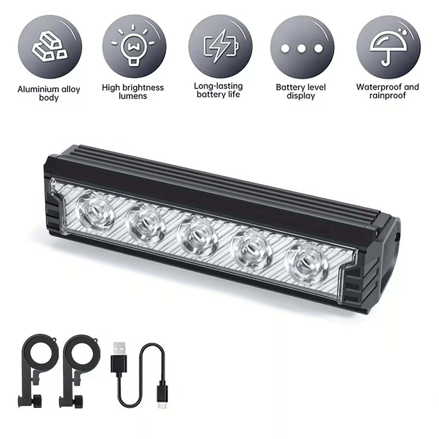 2800LM 6600mAh Super Bright LED Light Bar USB Rechargeable Bicycle Headlight 5 Mode Waterproof