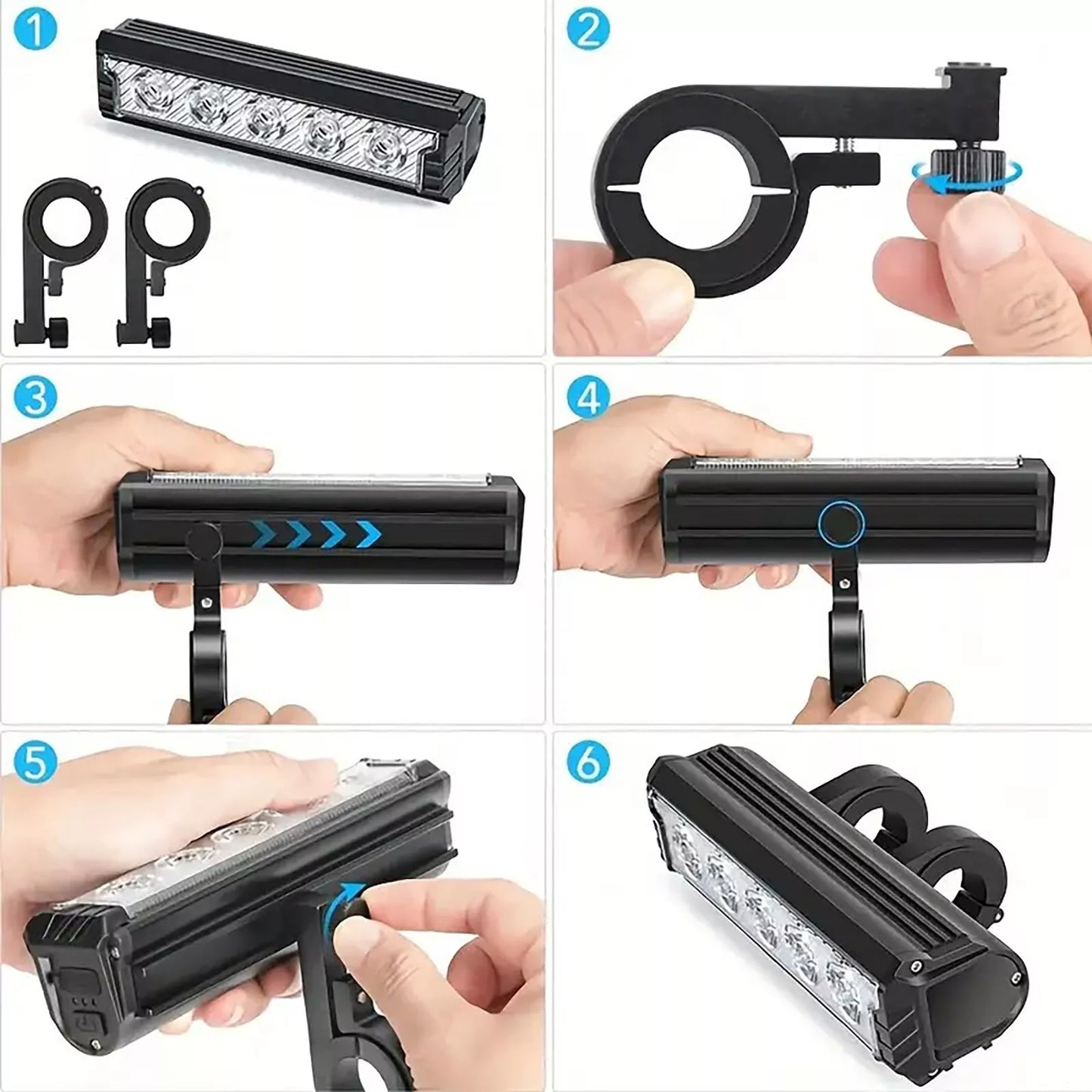 2800LM 6600mAh Super Bright LED Light Bar USB Rechargeable Bicycle Headlight 5 Mode Waterproof