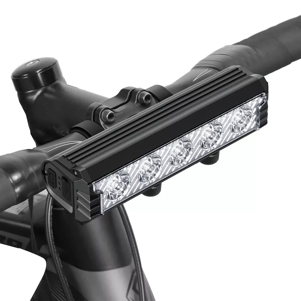 2800LM 6600mAh Super Bright LED Light Bar USB Rechargeable Bicycle Headlight 5 Mode Waterproof