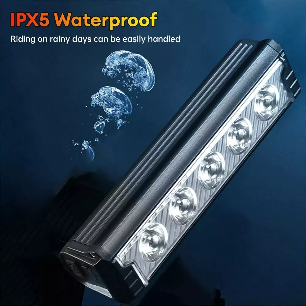 2800LM 6600mAh Super Bright LED Light Bar USB Rechargeable Bicycle Headlight 5 Mode Waterproof