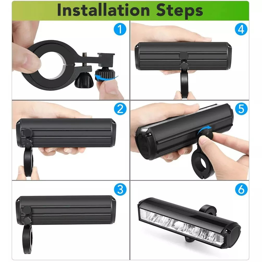 2600LM 8000mAh Rechargeable Bike Lights Bike Front Light Headlight lamp Bar USB Waterproof