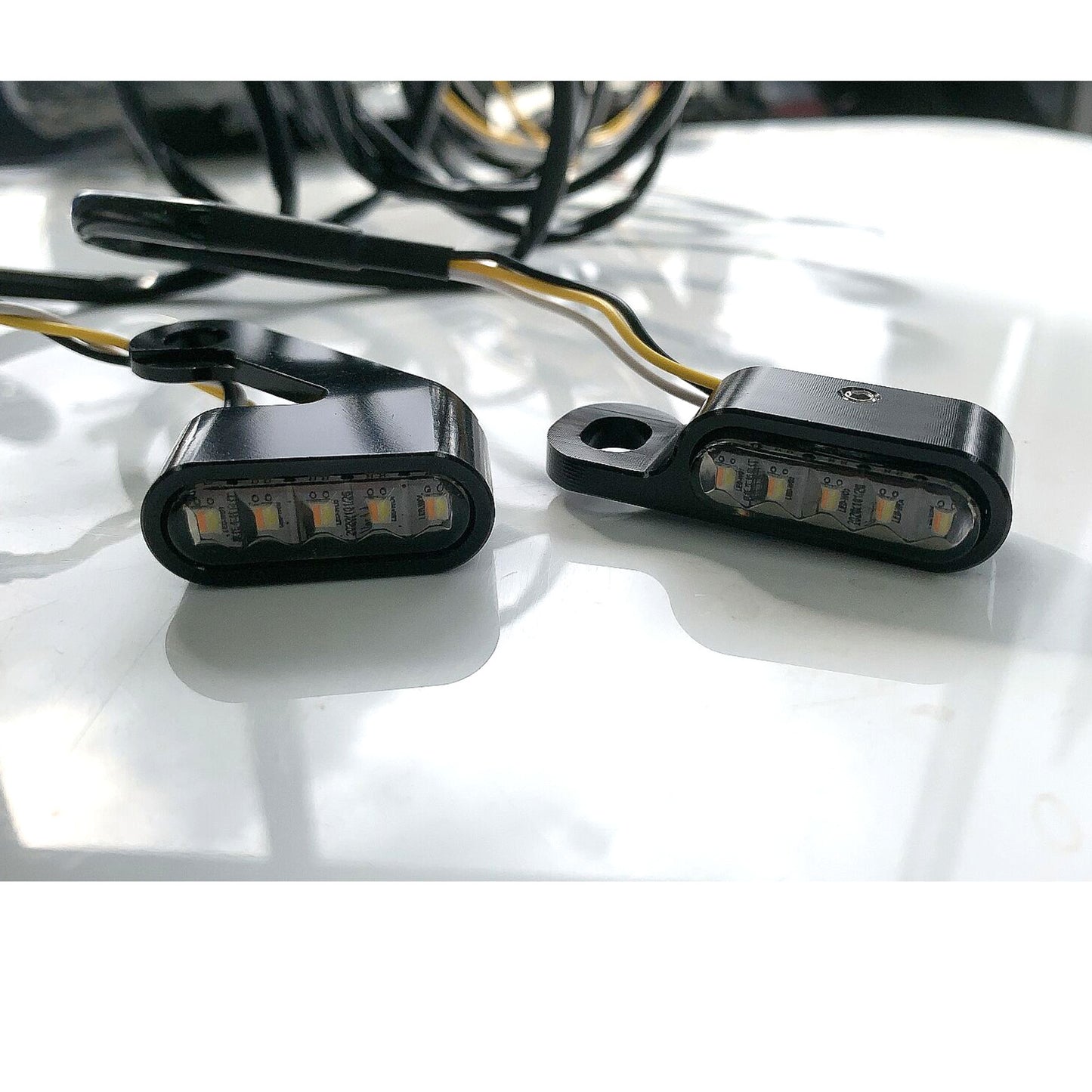 Motorcycle Handlebar LED Mini Turn Signal Indicator Light For Harley Sportster