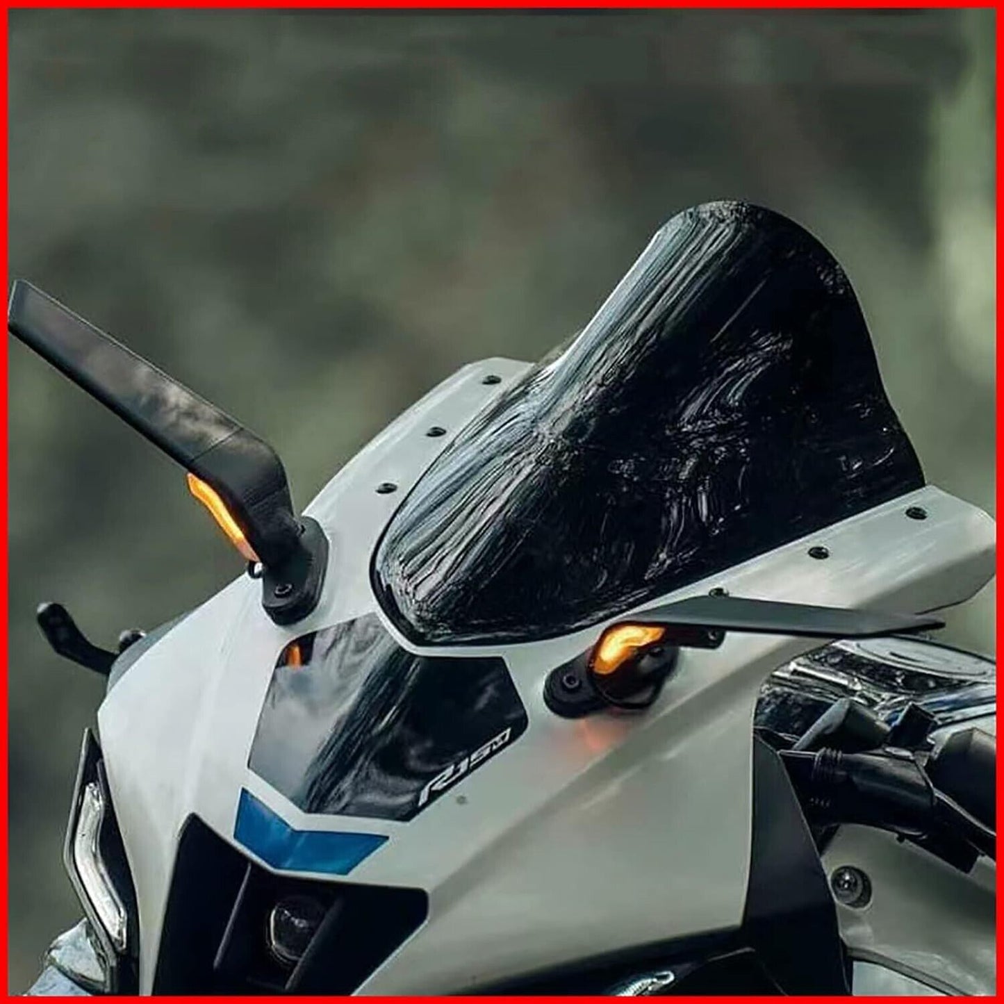 Motorcycle Rear View Side Mirrors Wind Swivel Wing + LED Indicators For Ducati Suzuki
