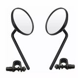 Motorcycle Cafe Racer Long Stem Black Clamp on 3" Round Mirror 22mm 7/8"- 1" Bar - TDRMOTO