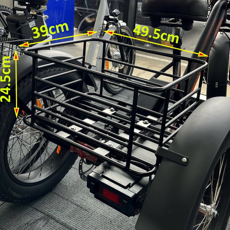 750W Fat Tyre Electric Tricycle Bafang Motor 7 Speeds Shimano Rear Rack Basket Trolley