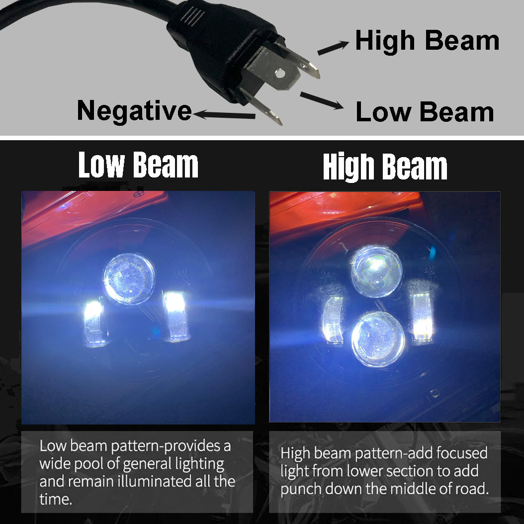 DOT SAE E9 Approved 5.75 Inch Round Silver LED Headlight Hi/Lo Motorcycle Hi/Lo Projector For Harley