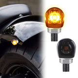 2 x Motorcycle LED Turn Signal Lights Amber Indicators Mini Blinkers Universal Tinted Black/Clear - TDRMOTO