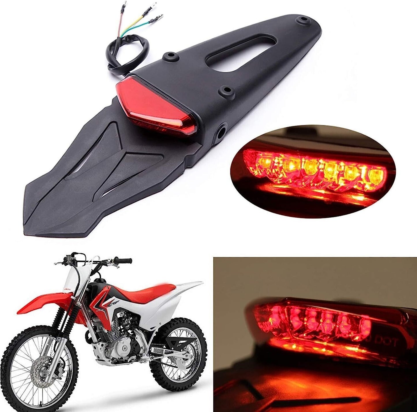 Universal Motorcycle LED Tail Light Rear Fender for Honda Yamaha KTM Enduro MX DIRT BIKE