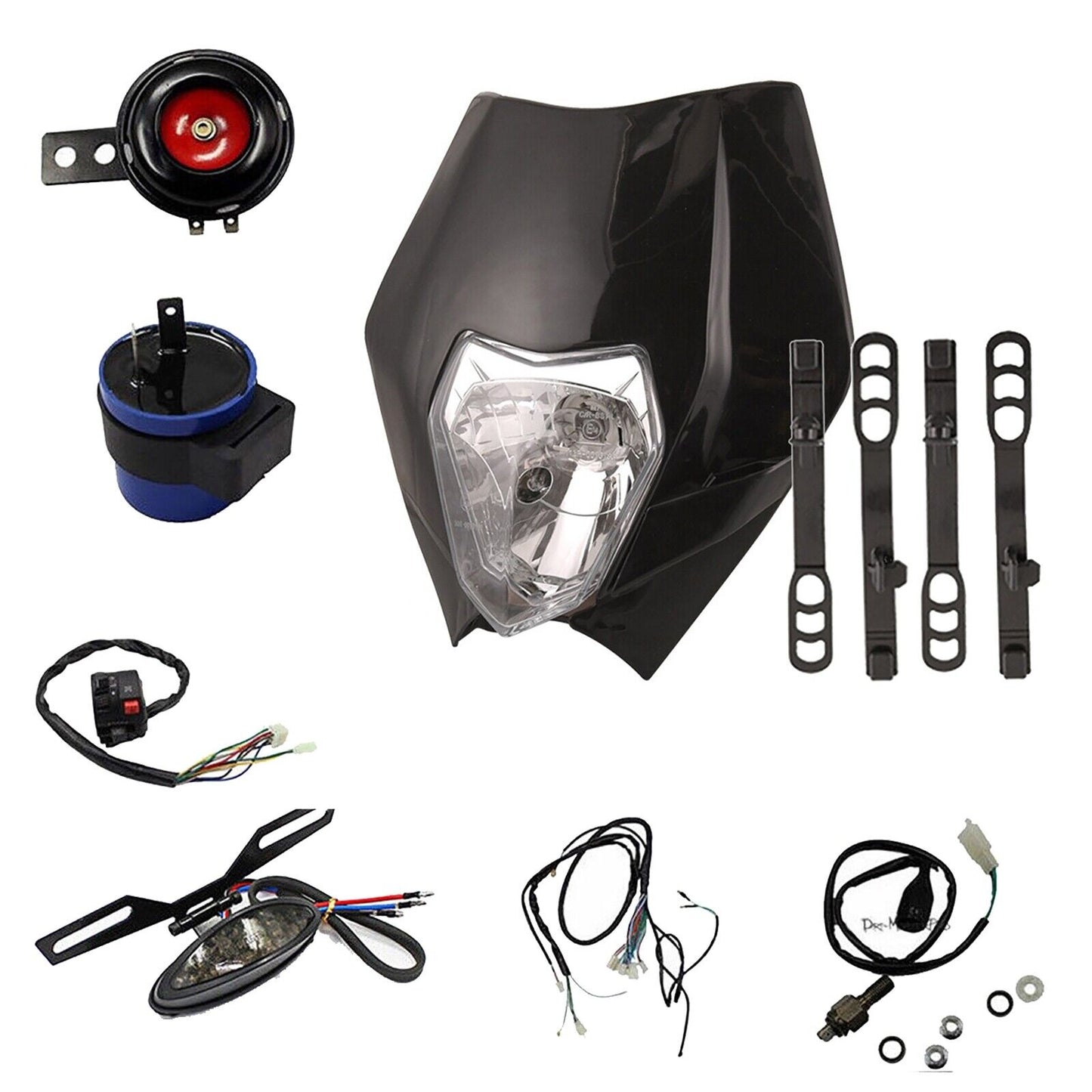 Dirt Bike Rec Reg Headlamp (Black) Tail Light Kit For Suzuki KTM Honda Enduro MX