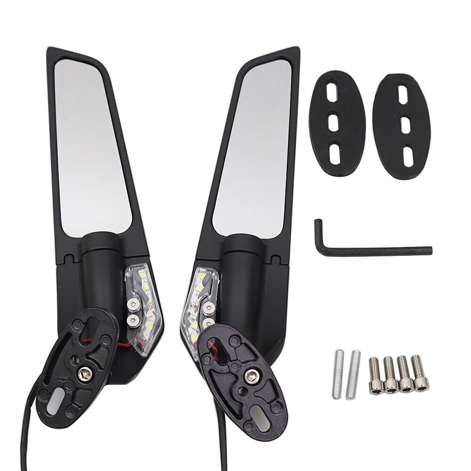 Motorcycle Adjustable Wind Swivel Wing Fin Rearview Side Mirror For Honda Suzuki Kawasaki - TDRMOTO