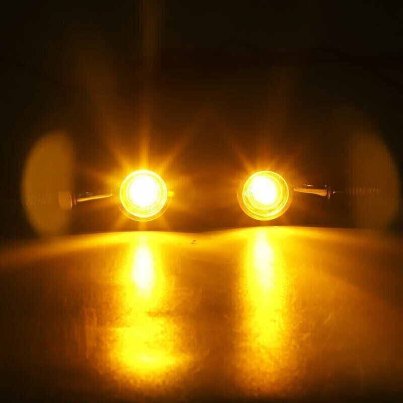 2x 8mm Amber Mini LED Indicators Turn Signal Blinkers Vintage Billet Type