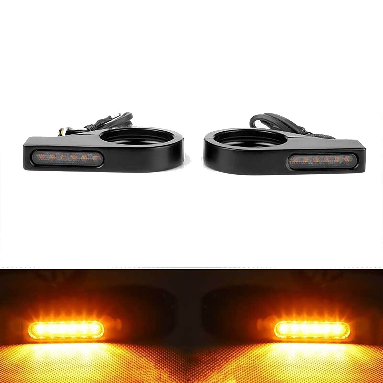 1 Pair Front Motorcycle LED Turn Signal Indicators with 41mm Fork Tubes Clamp Mount - TDRMOTO