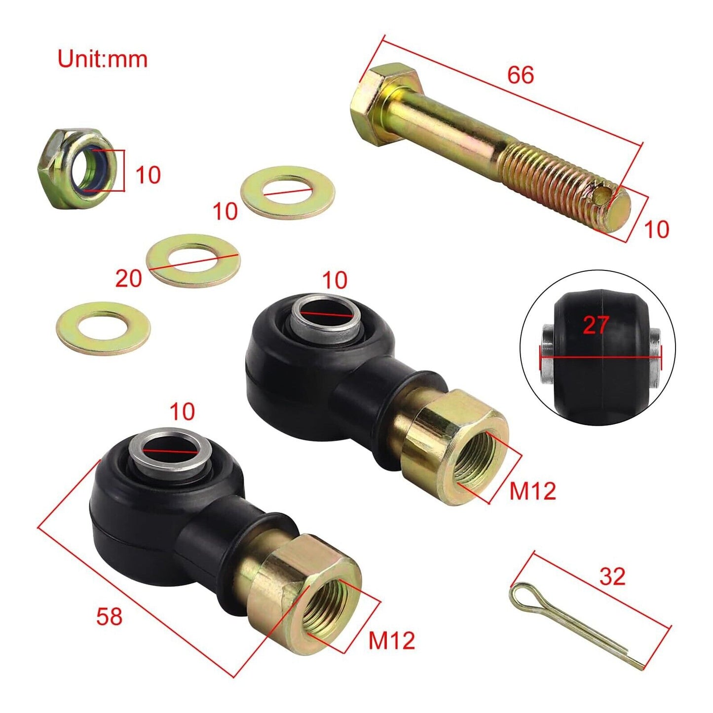 Tie Rod End Kit Connection Ball Joints For Polaris Sportsman Magnum ATV QTV Quad Bike