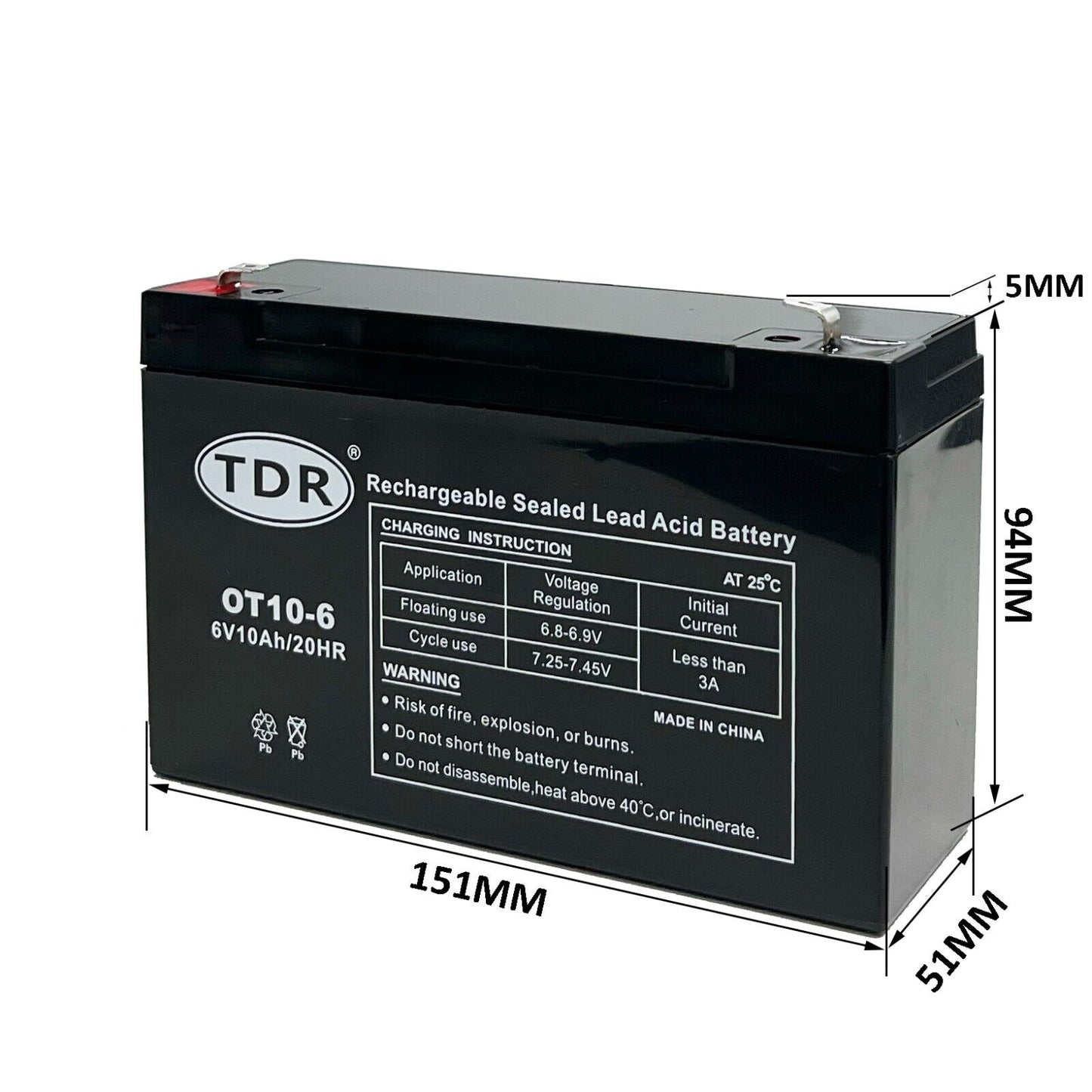 6V 10AH AGM Deep Cycle Battery SLA Sealed UPS Alarm Toy Replace 4Ah 5Ah 6Ah 7Ah 9Ah