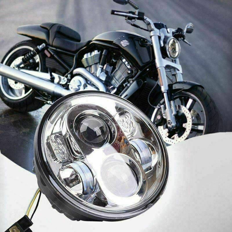 5.75 Inch Round Silver LED Headlight Hi/Lo Motorcycle Hi/Lo Projector For Harley - TDRMOTO