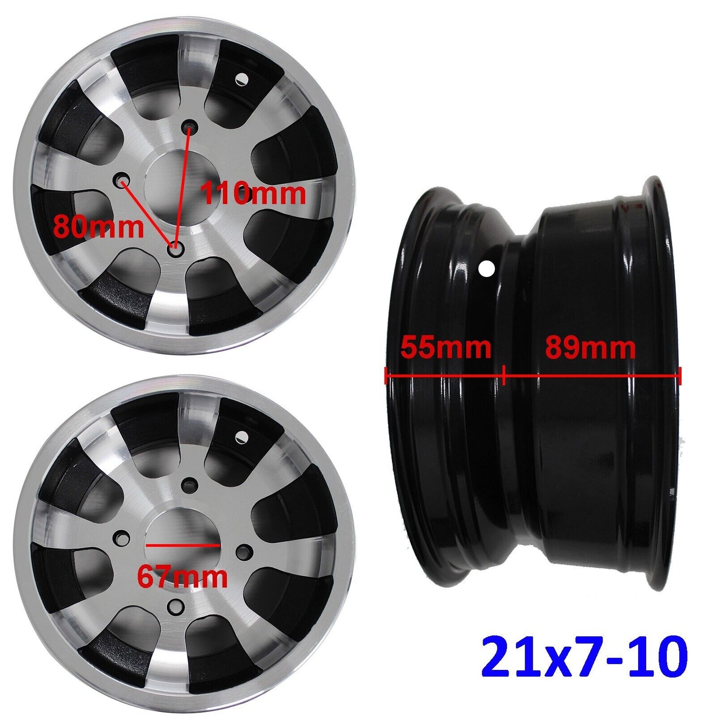 FRONT & REAR 10'' INCH Wheel Alloy Rim