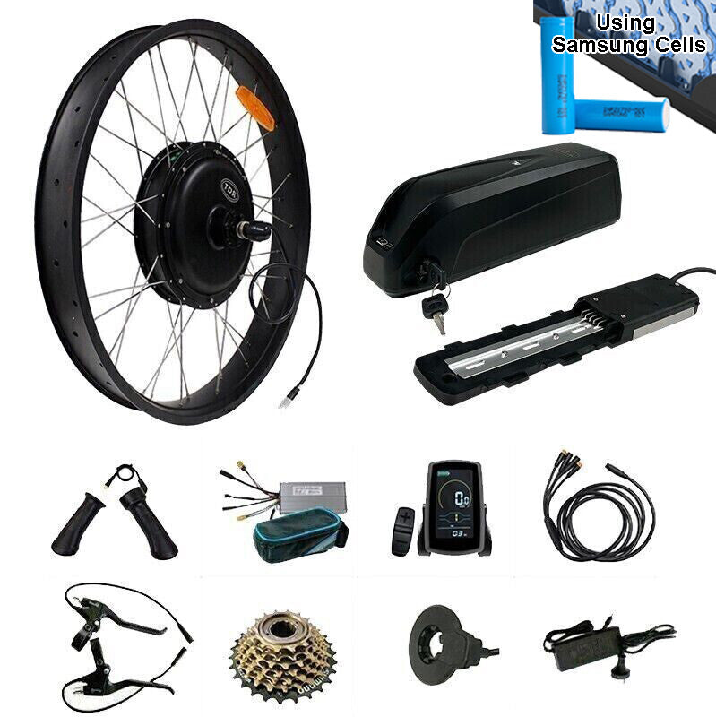 26" x 4.0 2000W Fat Tyre Rear Electric Bike Conversion Kit 15AH Samsung Cell