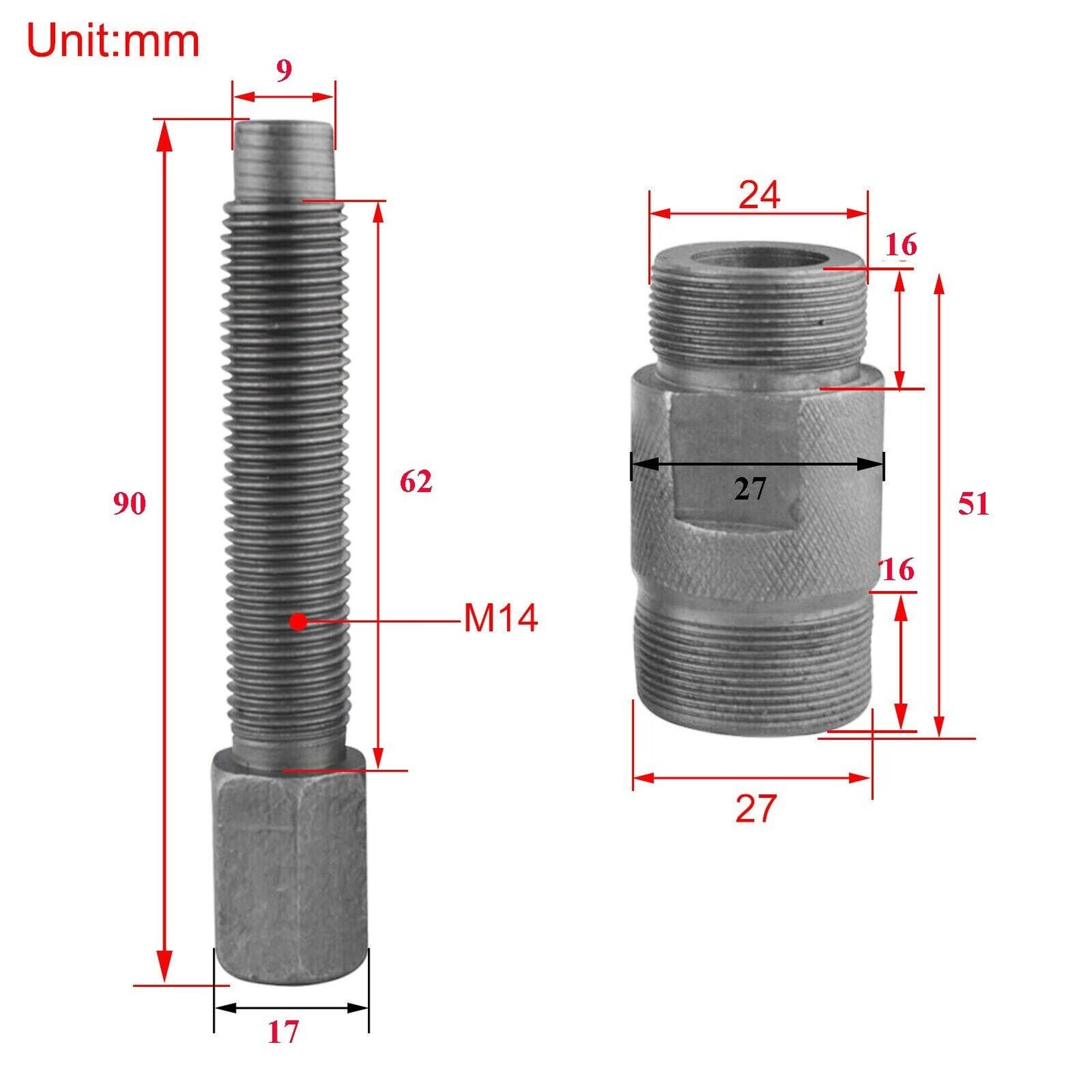 24mm 27mm Flywheel Stator Magneto Puller for GY6 Scooter ATV M24 M27
