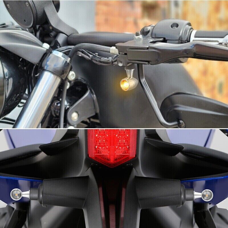 2x 8mm Amber Mini LED Indicators Turn Signal Blinkers Vintage Billet Type