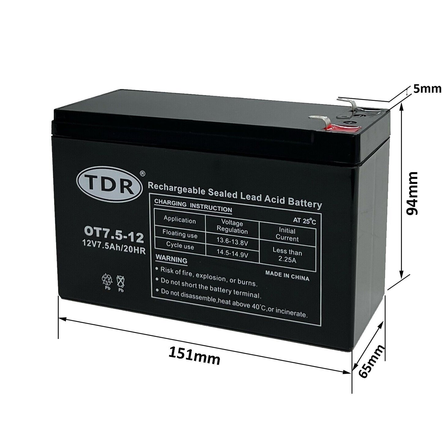 12V 7AH 7.5AH TDR AGM Deep Cycle AGM Alarm UPS Spot Light Alarm Cooter Battery