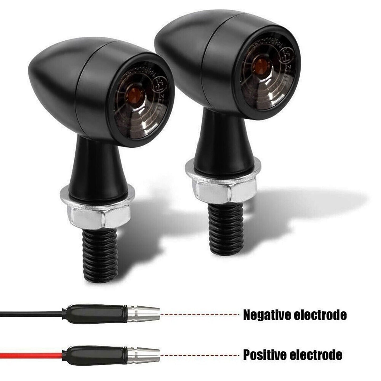 2x 8mm Amber Mini LED Indicators Turn Signal Blinkers Vintage Billet Type