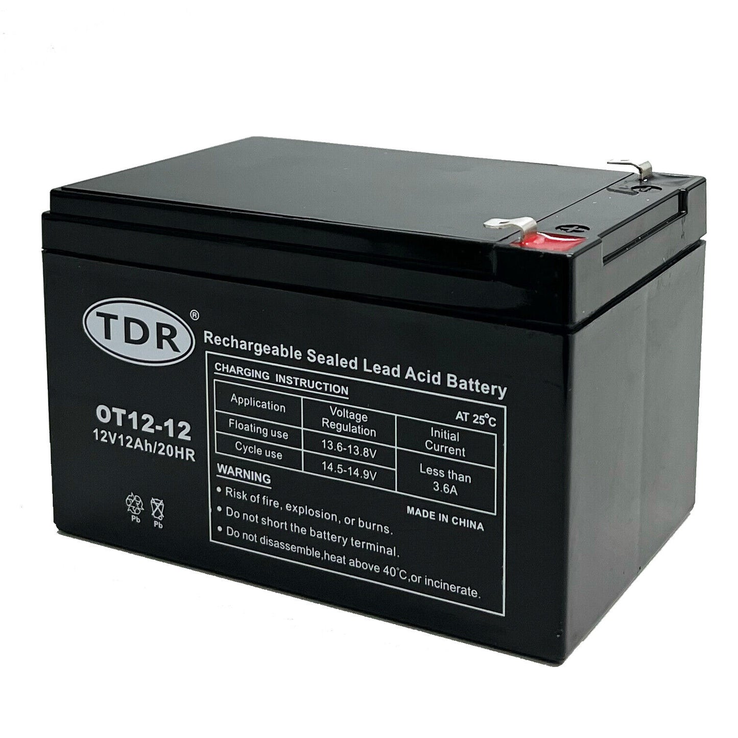 12V 12Ah AGM Deep Cycle Battery SLA Alarm Bike Solar Power Camping Marine Sealed