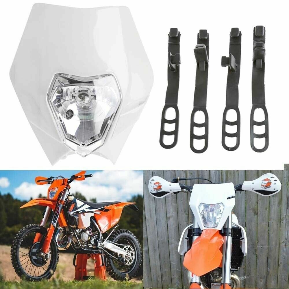 White Rec Reg Halogen Headlight Suit Honda KTM Husqvarna Yamaha Suzuki Kawasaki