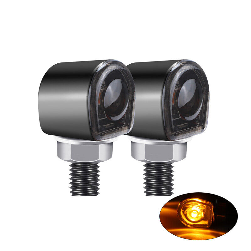 2 x Motorcycle LED Turn Signal Lights Amber Indicators Mini Blinkers Universal Tinted Black/Clear